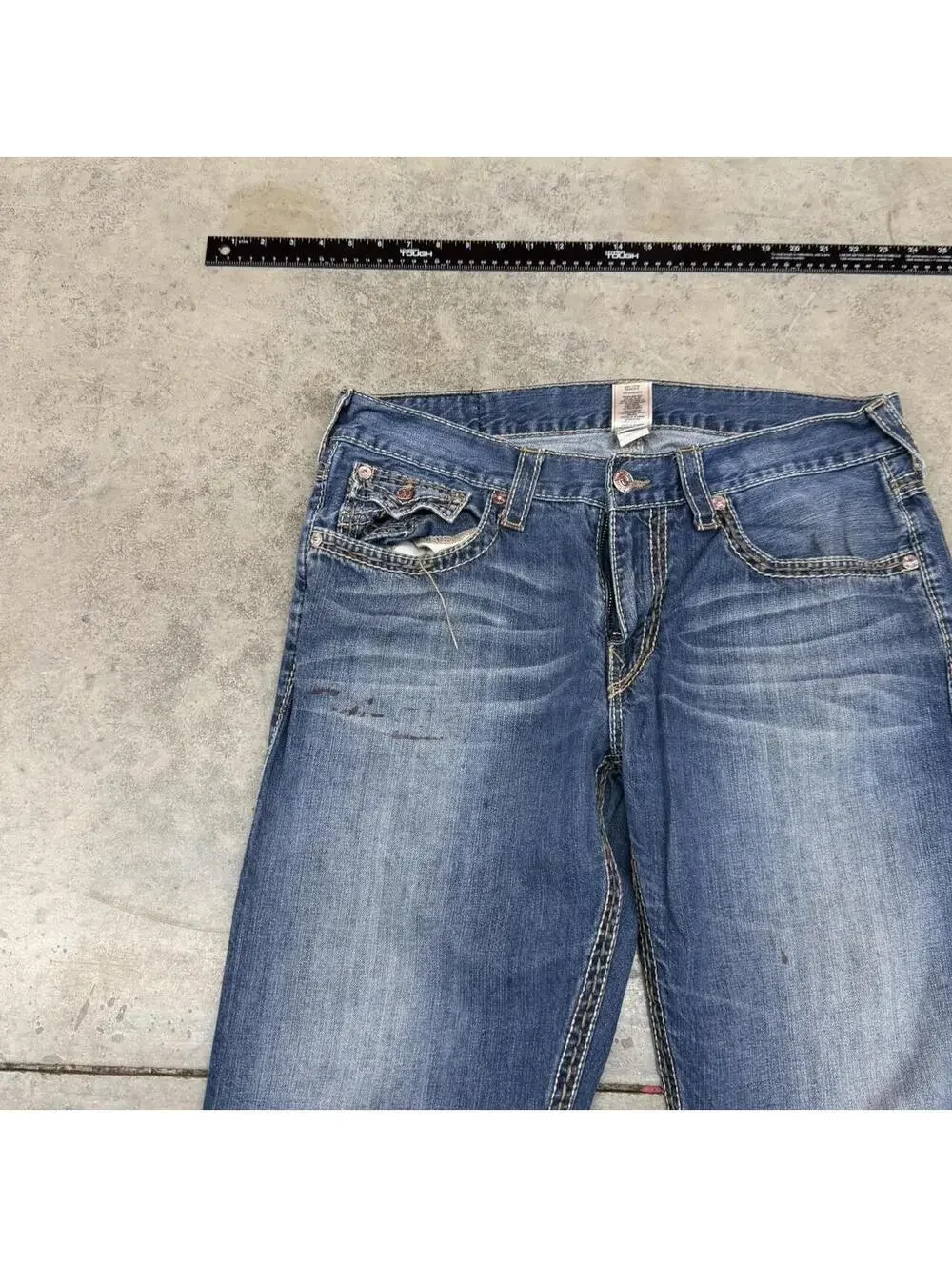 vintage true religion ricky blue made in usa straight leg jeans size 36 x 30
